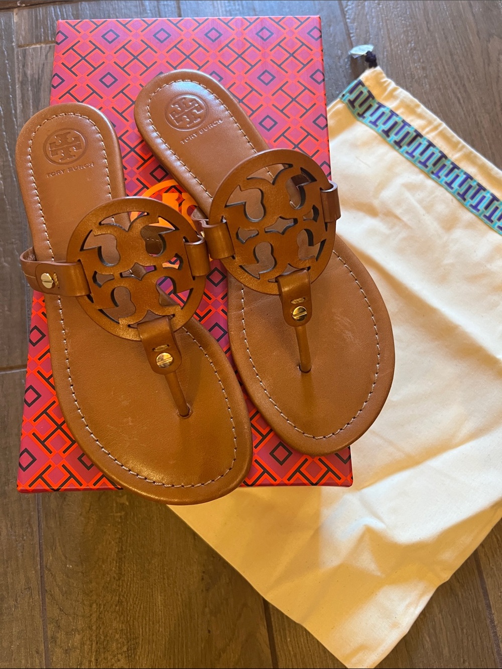 Tory Burch Miller Sandal new in box. Color vintage Vachetta sz 7